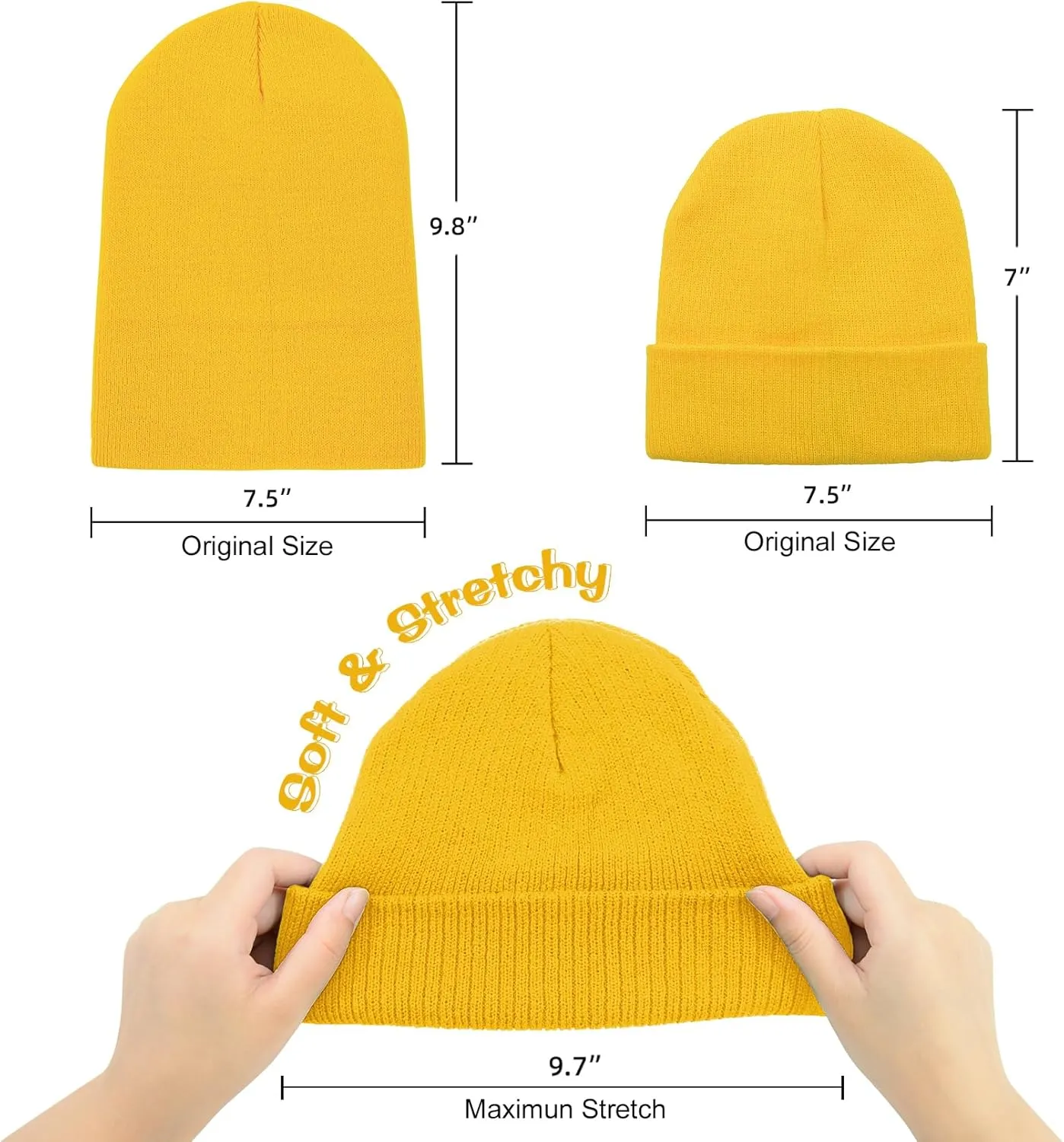 Century Star Kid's Winter Knit Beanie Hats Boys Girls Soft Cozy Baggy Slouchy Beanie Toddlers Youth Hip-hop Skull Cap
