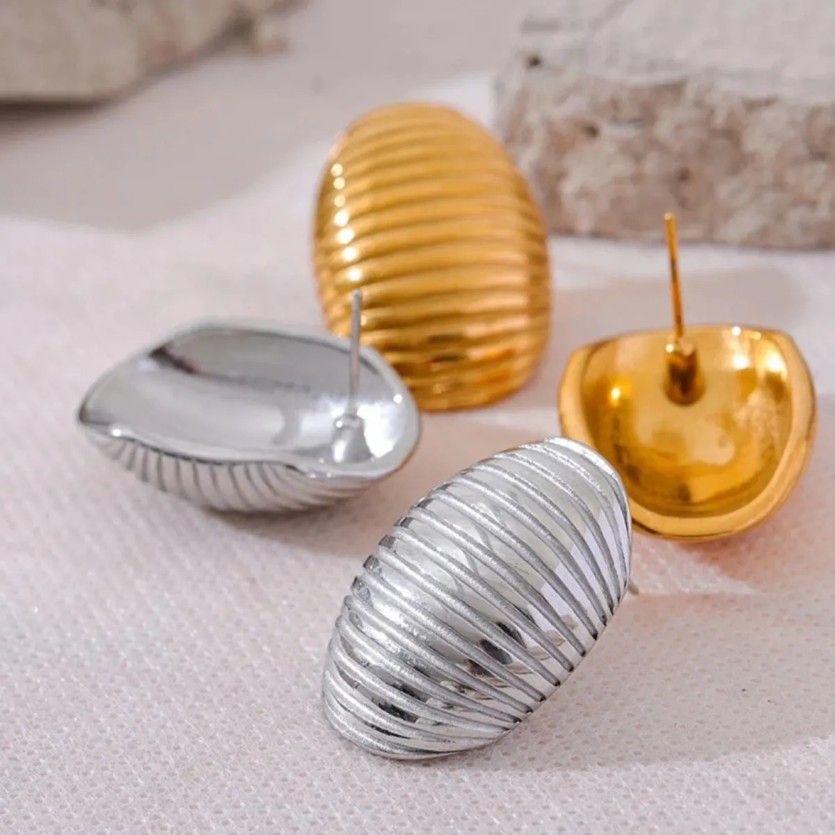 Chunky Oval Textured Earrings