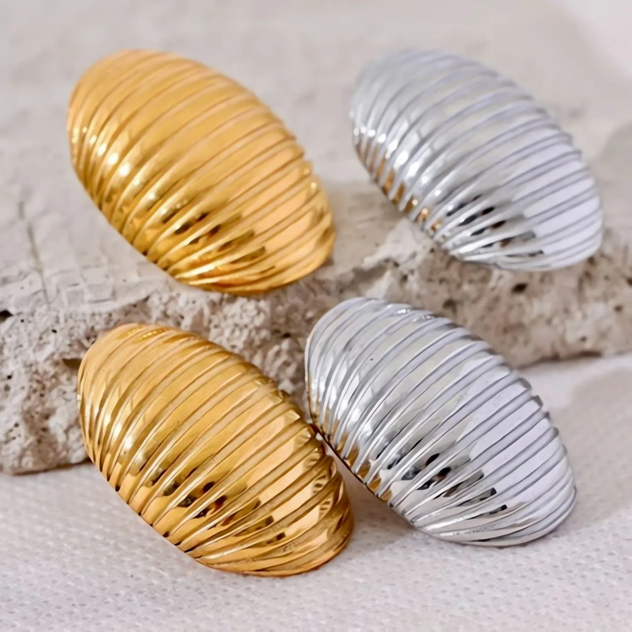 Chunky Oval Textured Earrings