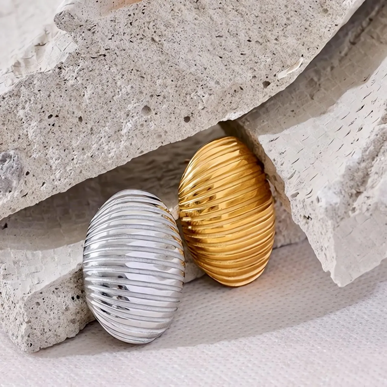 Chunky Oval Textured Earrings