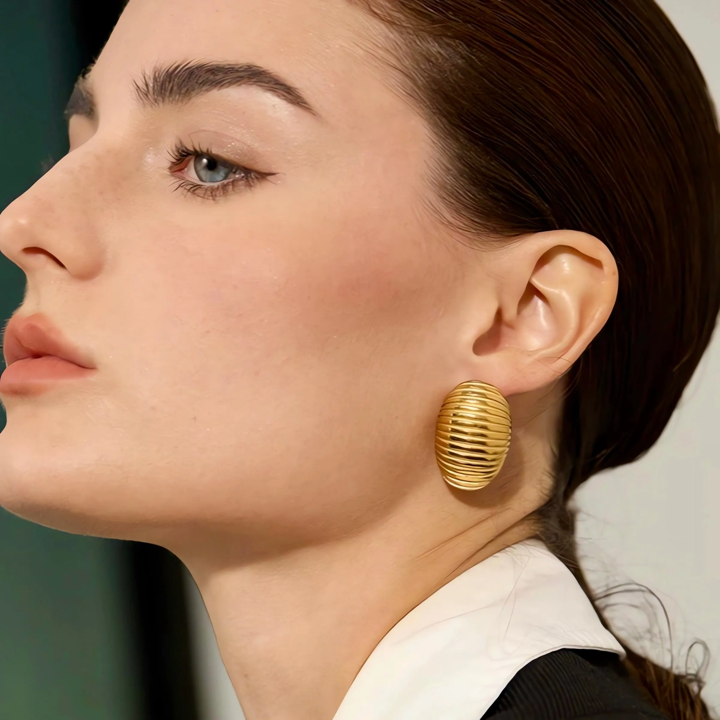 Chunky Oval Textured Earrings