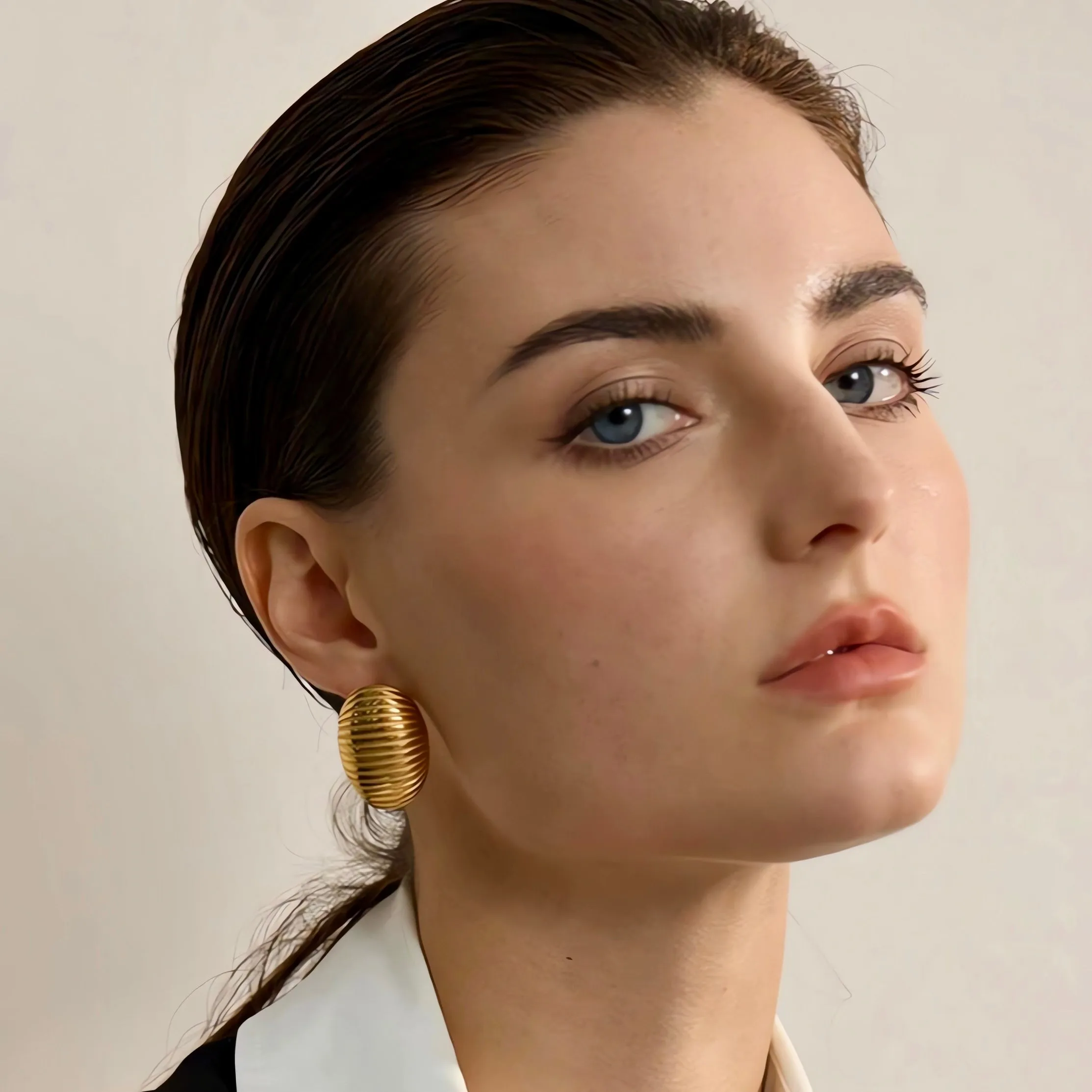 Chunky Oval Textured Earrings
