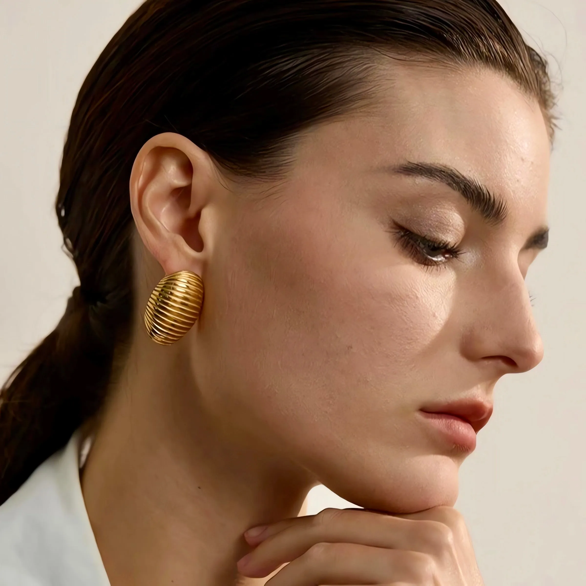 Chunky Oval Textured Earrings