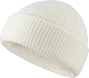 Connectyle Short Fisherman Beanie Hats for Men Women Acrylic Winter Warm Hat Knit Cuffed Beanies Watch Cap