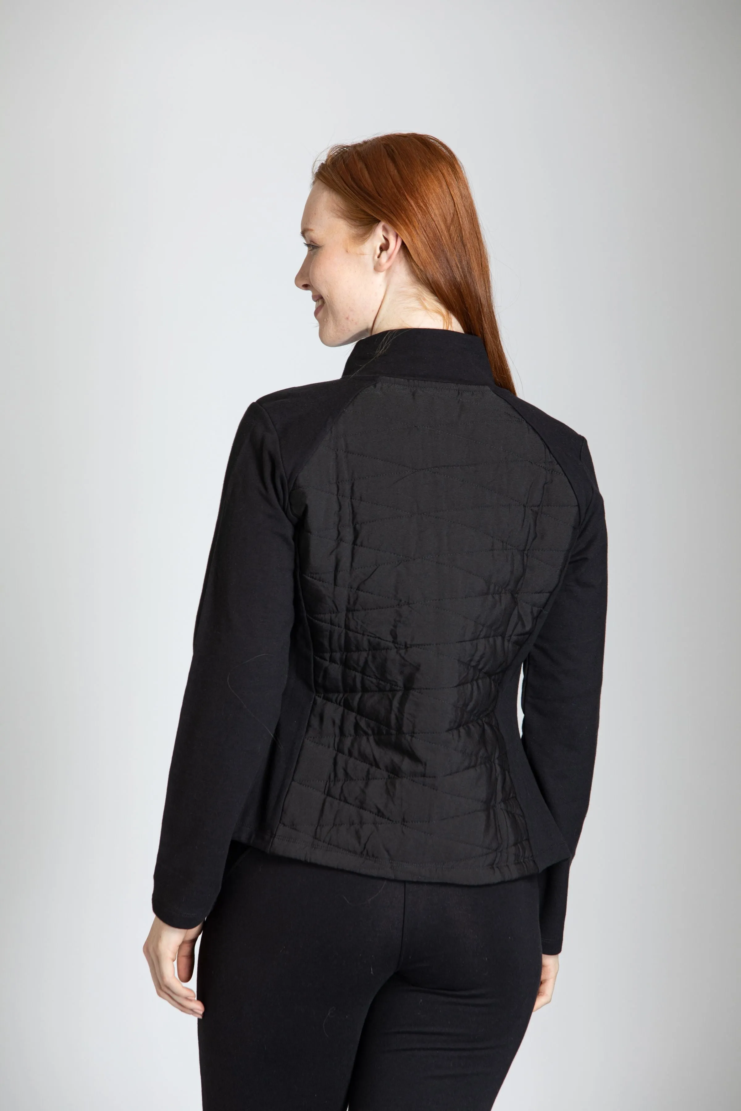 French Terry Quilted Zip Front Jacket