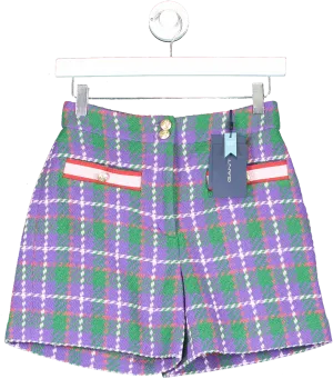 GANT Purple High Waisted Tweed Shorts In Grape UK 8