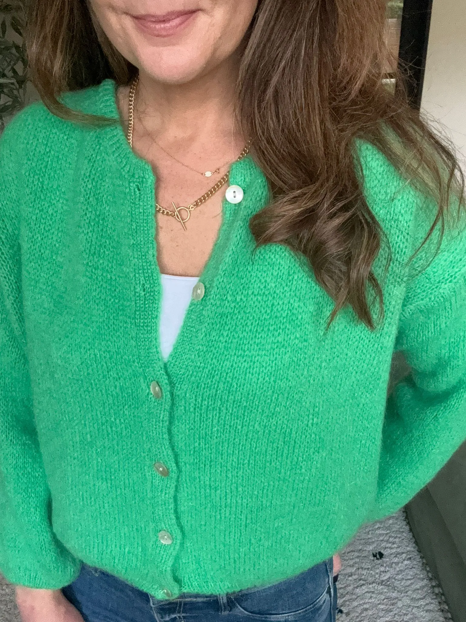 Green Wool Blend cardigan