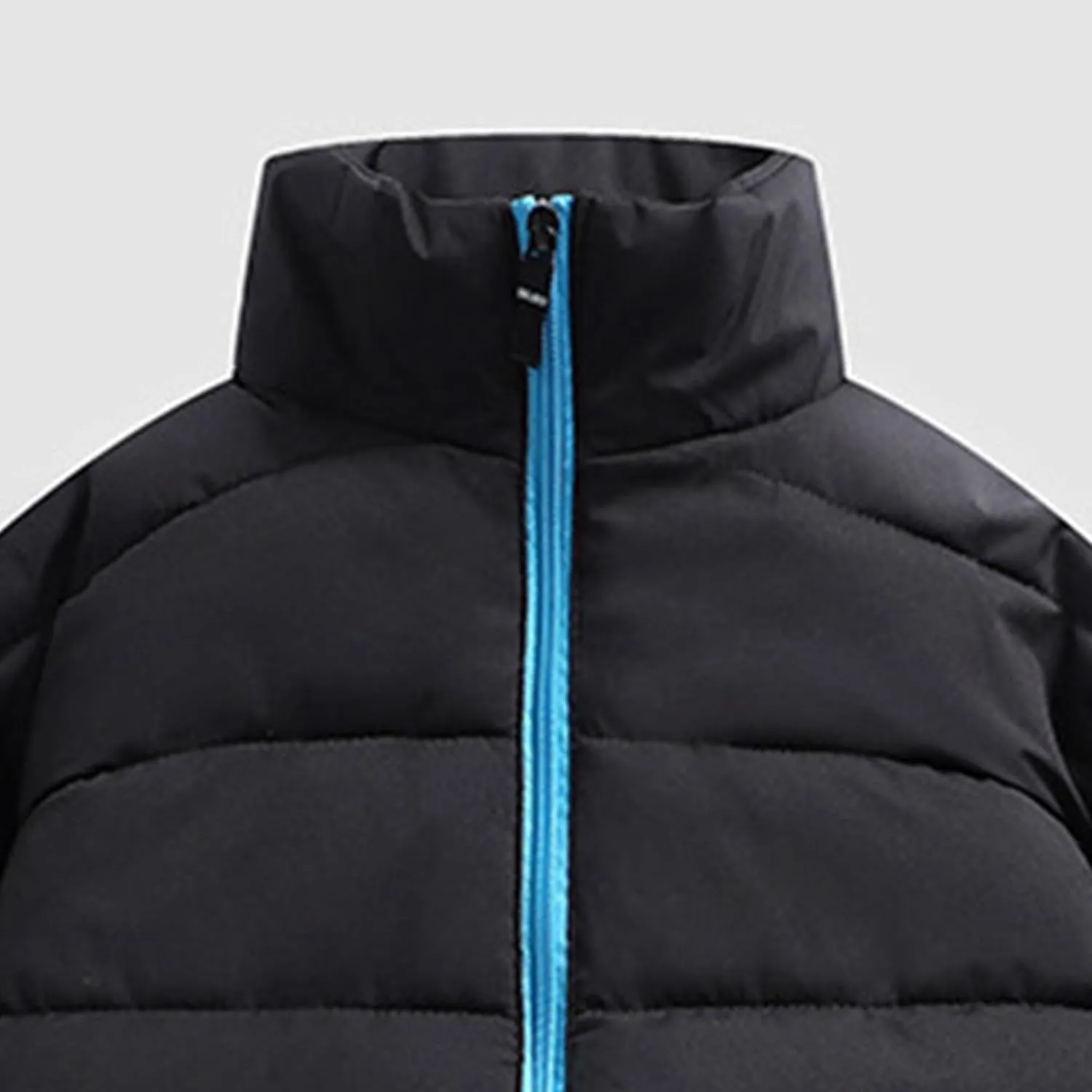 JEsilunmaMY Men's Stand Collar Thermal Puffer Jacket Full Zip Thicken Warm Down Coats Casual Loose Winter Padded Jacket