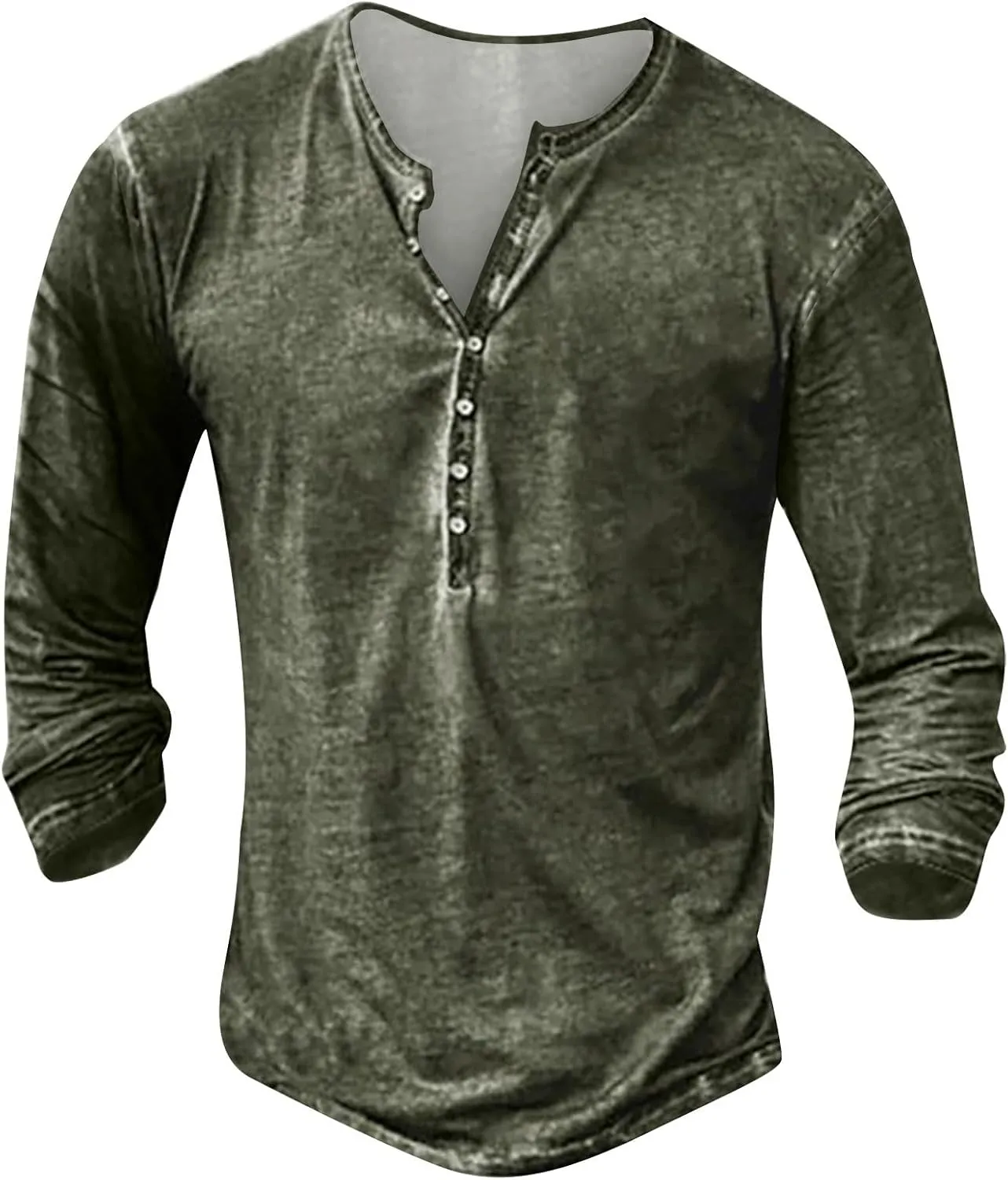 Men's Henley Shirts Long Sleeve Button Down T-Shirts Big and Tall Pullover Sweatshirts Goth Printed T Shirts