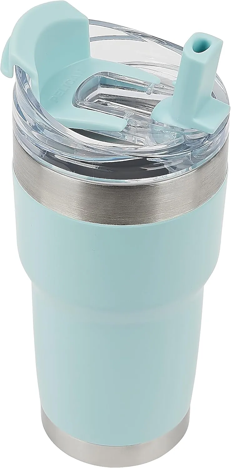 Pelican Hydration Pelican Traveler 22 oz Vacuum Insulated Tumbler - Stainless Steel Double Wall Travel with Dual Lid, Powder Coated Insulated Coffee Mug For Hot Cold Drinks, Breeze