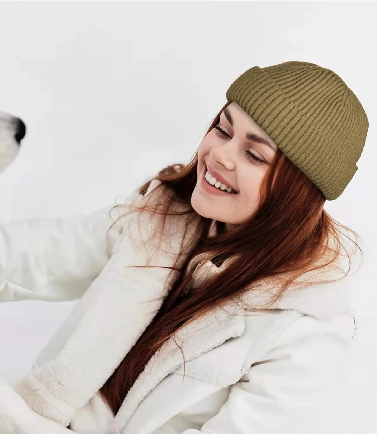 ROYBENS Wool Fisherman Beanie for Men Women, Knit Cuffed Fleece Lined Beanies Winter Warm Hat Skull Cap Unisex