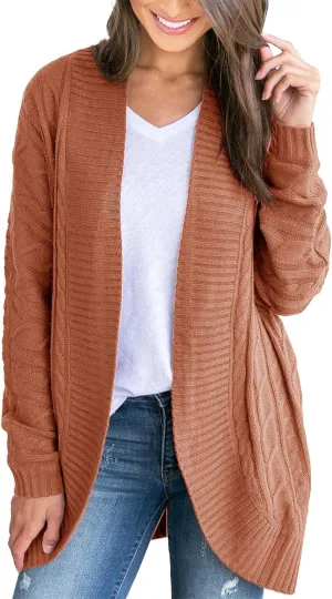 Saodimallsu Womens Loose Open Front Cardigan Long Sleeve Casual Lightweight Soft Knit Sweaters Coat with Pockets
