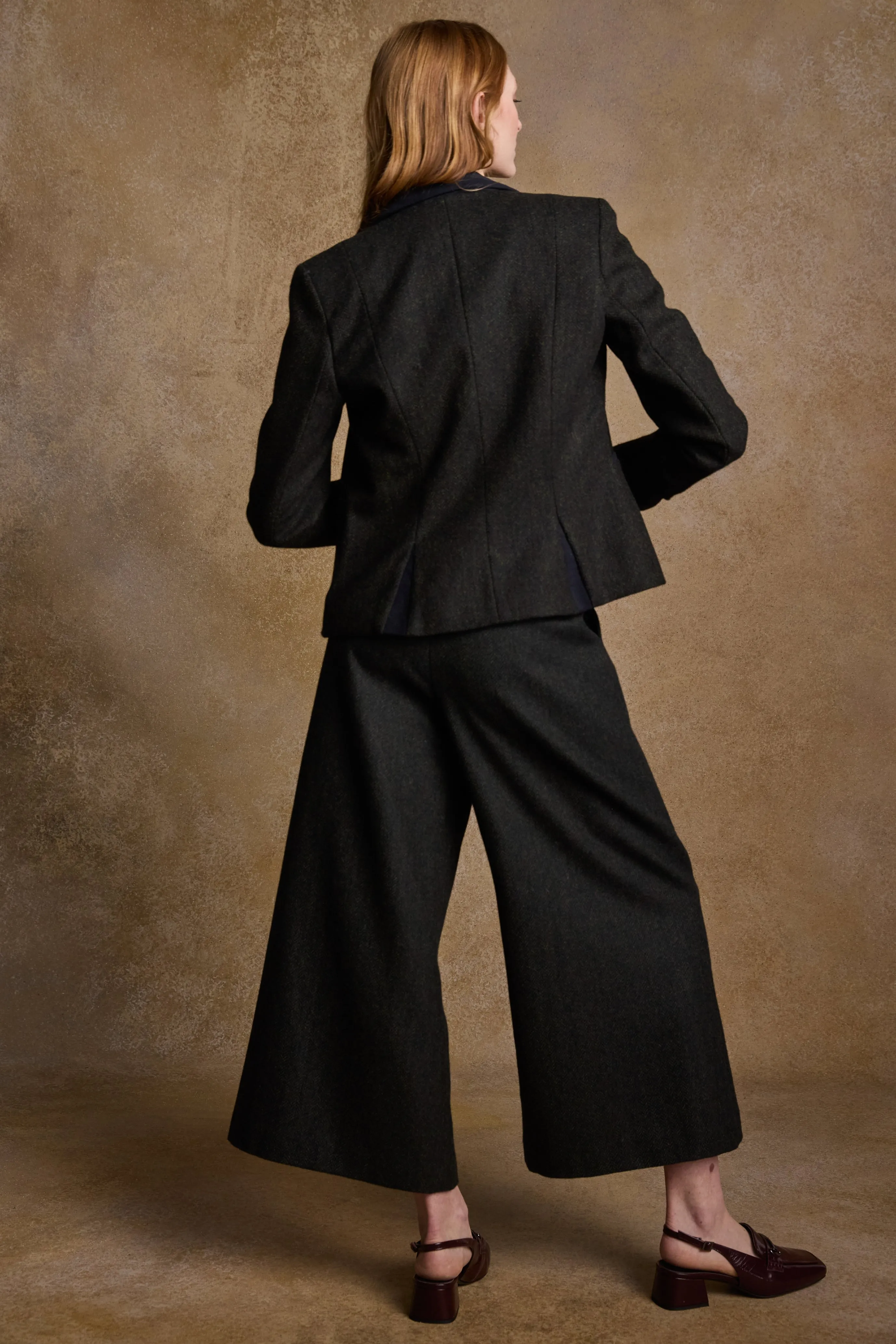 Sasha Tweed Jacket - Green Herringbone