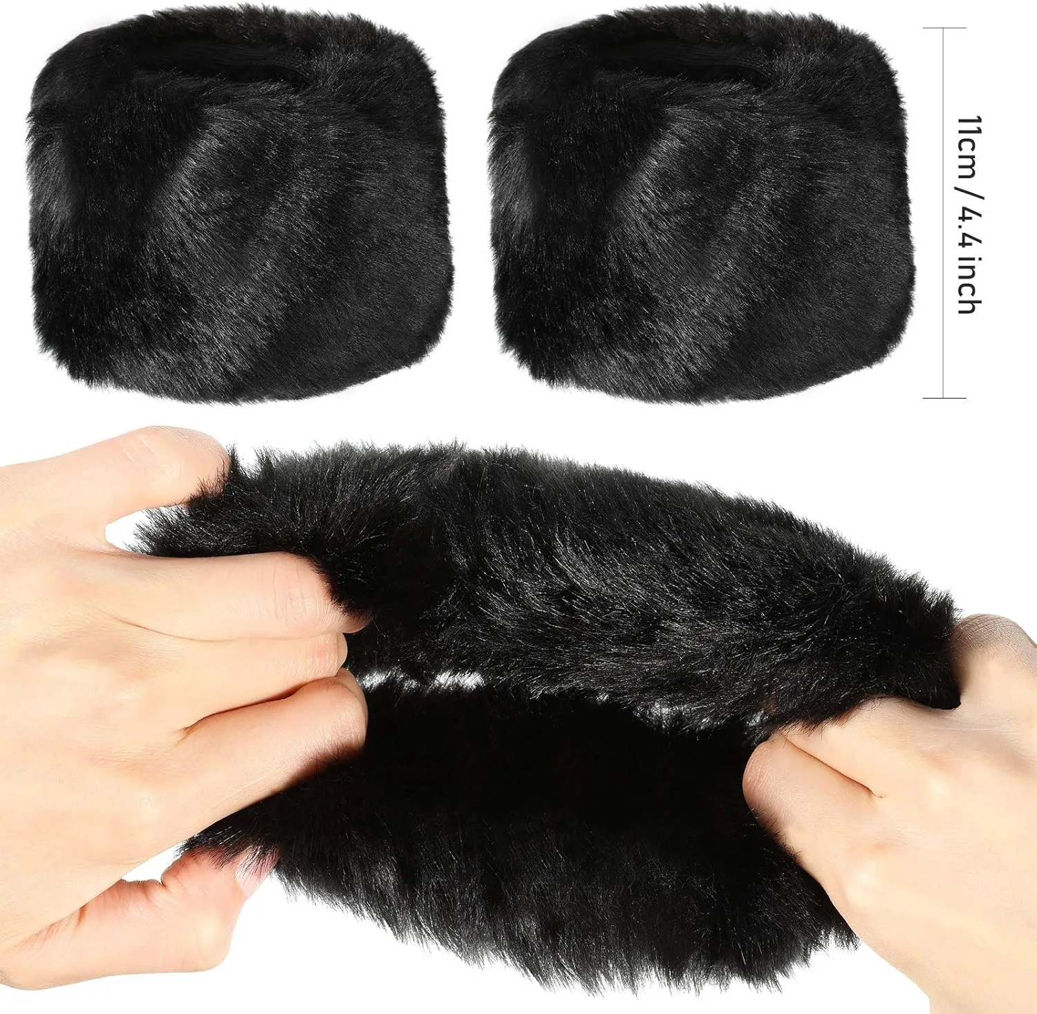 SATINIOR Faux Fur Short Wrist Cuff Winter Fuzzy Wrist Cuff Warmers for Women Girls Favors