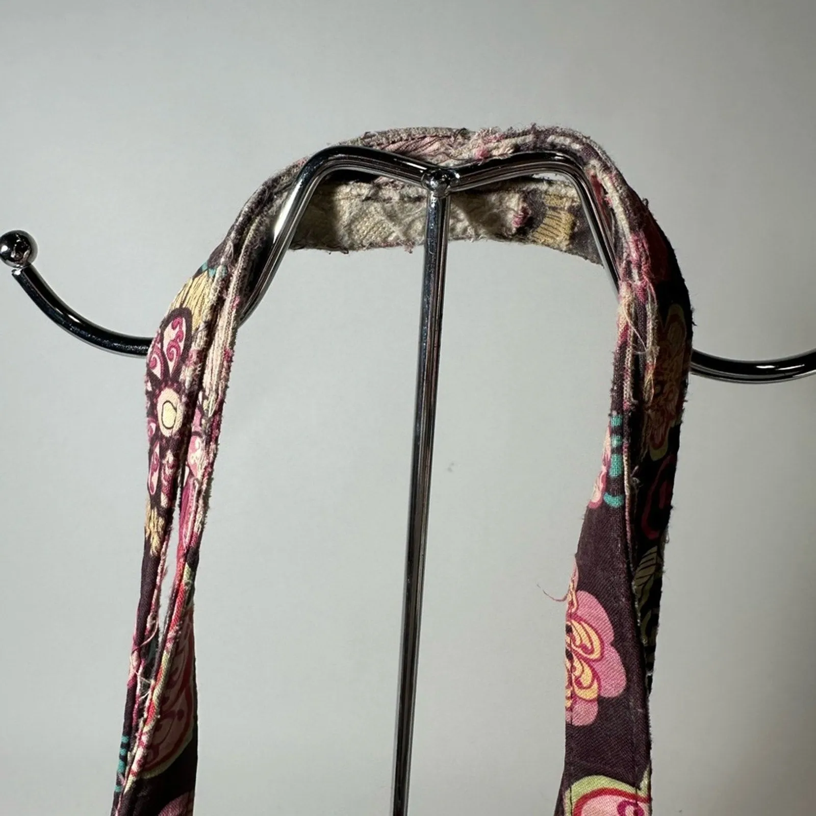 Vera Bradley Pink and Black Quilted Shoulder Bag with Floral Motif