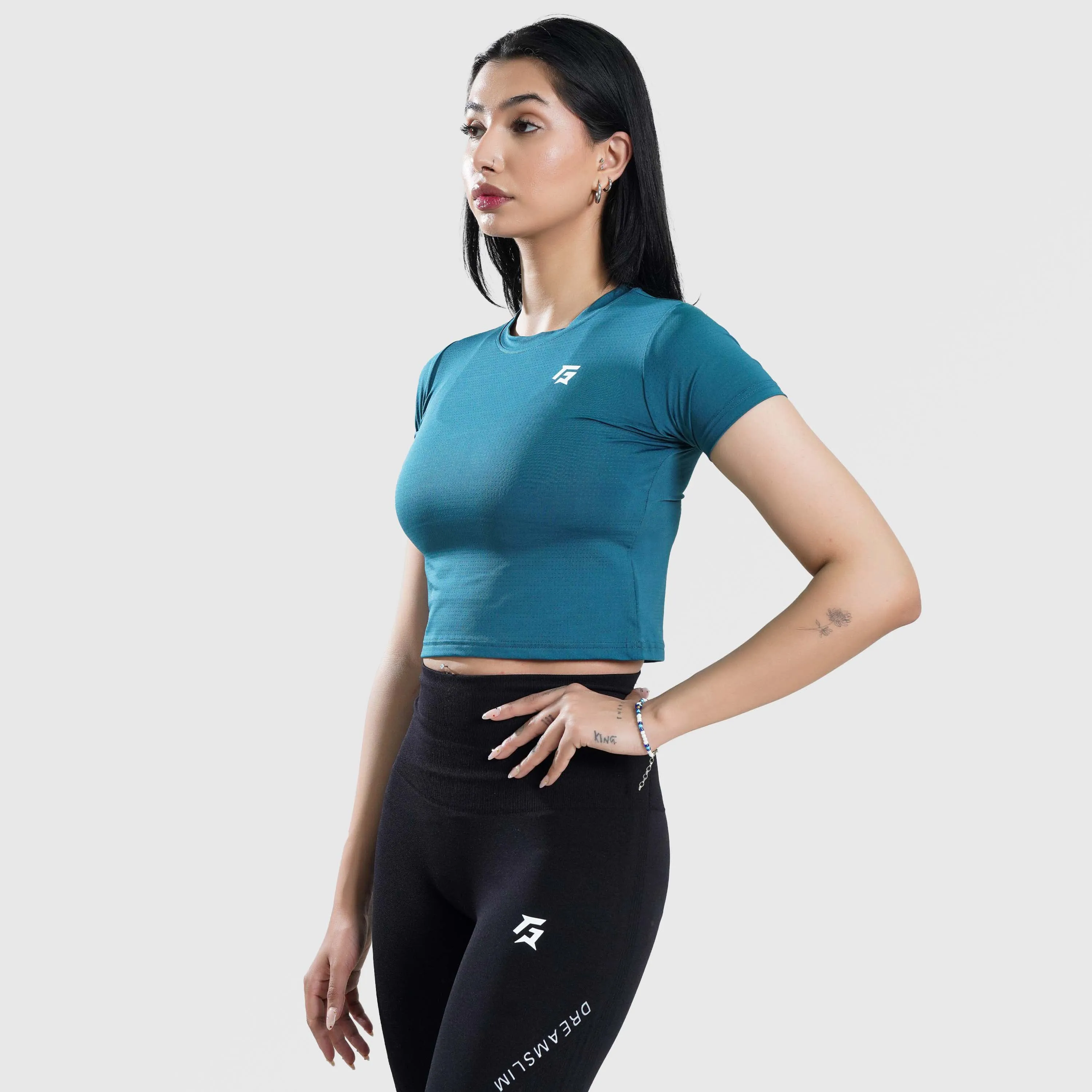 W024 Cropped Tee (Teal)